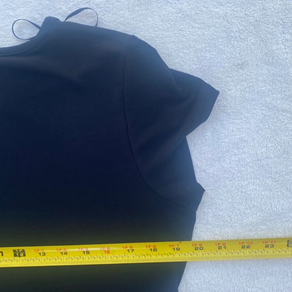 Micheal Kors Black Pleated Hem Shift Dress Size L Cap-Sleeves‎